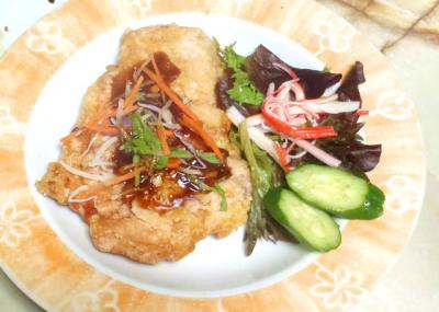 鶏胸の野菜乗せ南蛮揚げ