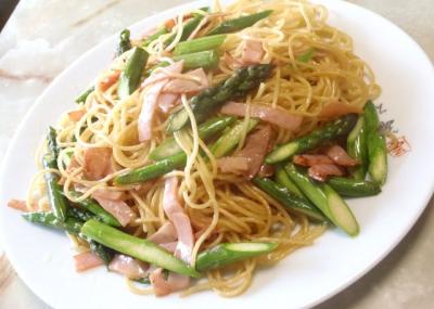 アスパラとハムのパスタ