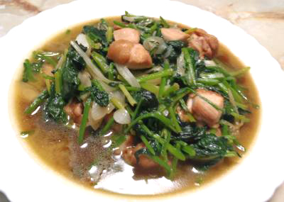 ホウレン草と鶏の炒め物