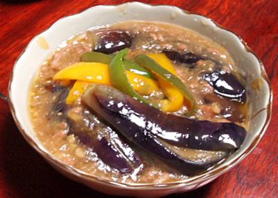 なすとひき肉の味噌炒め