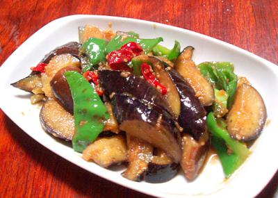 ピーマンとなすの甘味噌炒め