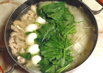 ほうれん草と鶏肉の常夜鍋