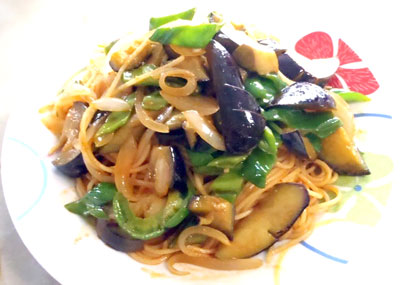 なすの中華パスタ