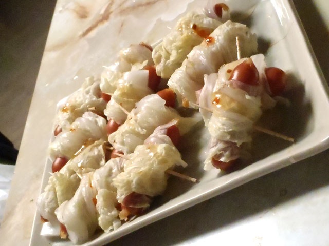 白菜とソーセージの生春巻き風