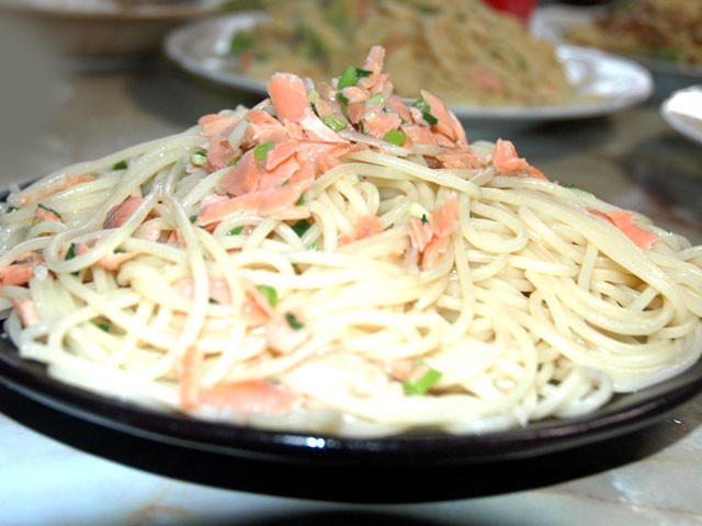 鮭とネギの塩パスタ