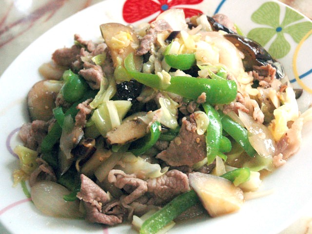 豚コマと野菜のポン酢炒め