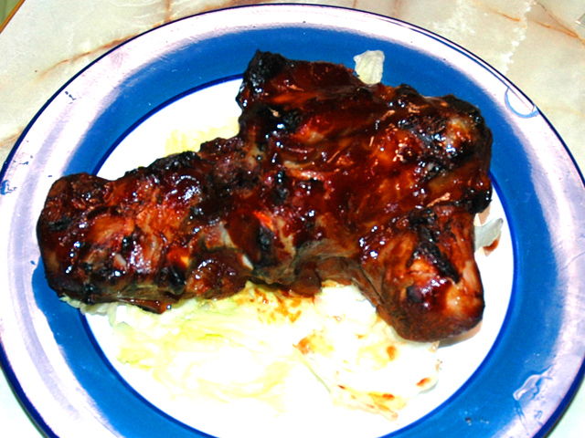 骨付き豚肉で！バーベキューオーブン焼き♪