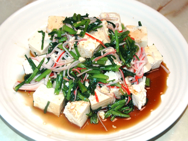 木綿豆腐と春菊で！ヘルシーなポン酢サラダ♪