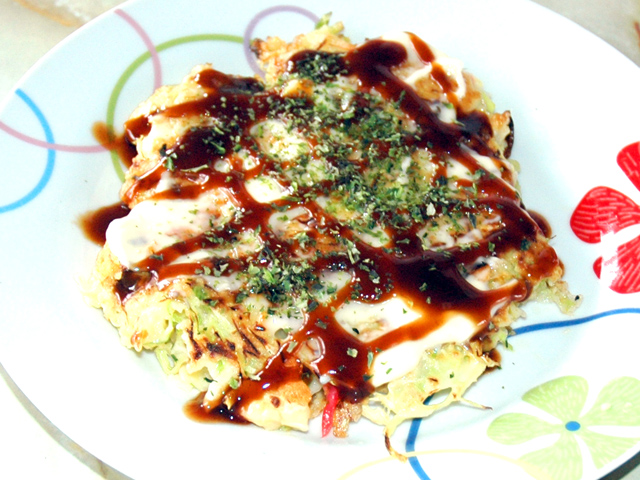 お店屋さんみたい？ベビーホタテの旨々お好み焼き♪