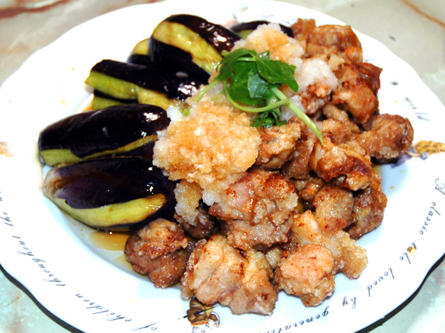 なすと鶏モモで！なすと鶏もも肉の揚げおろしがけ♪