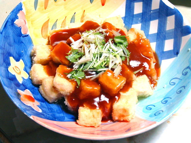 メイン具材2個で！揚げ出し豆腐の甘酢あんかけ風♪