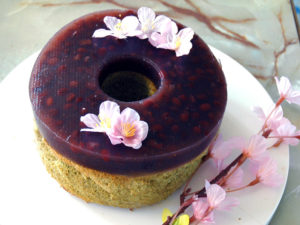 小豆と抹茶の二重奏！シフォンの小豆羊かん乗せ♪