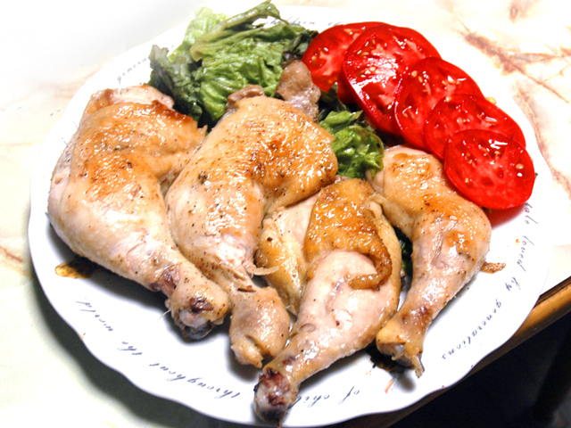 骨付き肉で！フライパンで手軽にローストチキン♪