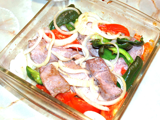 オーブンで作る！豚ロースと野菜のステーキ風♪