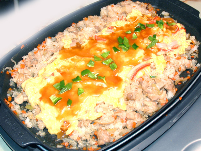 ホットプレートで！かにかま風あんかけチャーハン♪