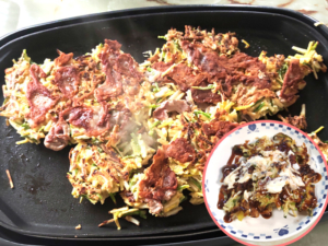 あさつきの大量消費に！あさつきと豚こまのお好み焼き