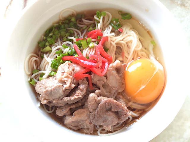 夏におすすめ！豚こまの冷やしぶっかけそうめん♪