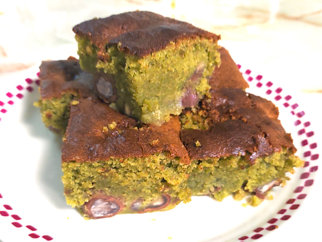 大量消費にも！栗の渋皮煮の抹茶スクエアケーキ♪