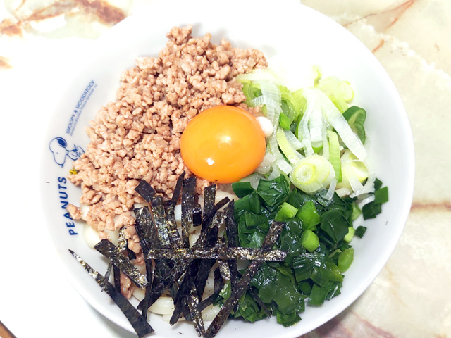 うどんでアレンジ！台湾まぜそば風♪