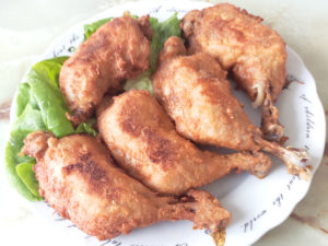 チキンレッグで簡単！から揚げ粉でフライドチキン♪