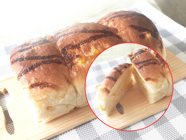 パウンド型でミニサイズ！コーンマヨ入り食パン♪