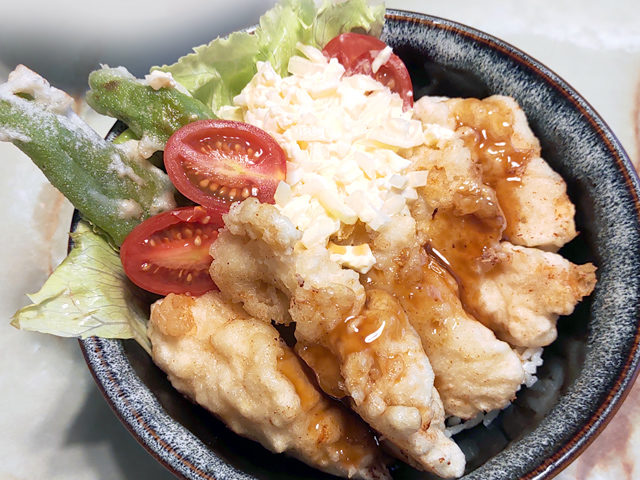 鶏むね肉で！鶏天のタルタル・甘辛ソース丼♪