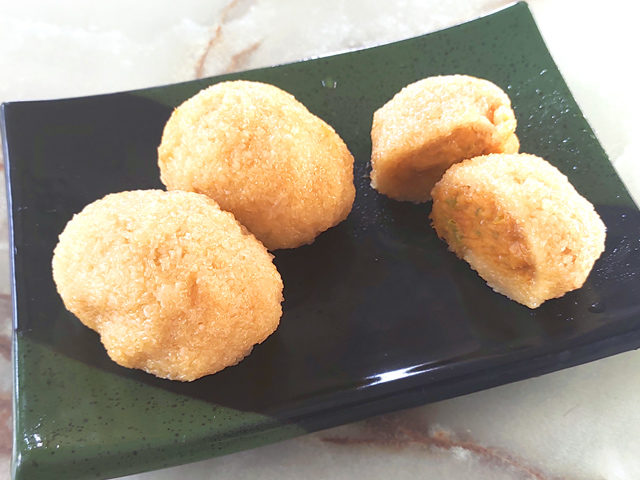 ハロウィンに！道明寺粉で作るつぶつぶ南瓜餅♪