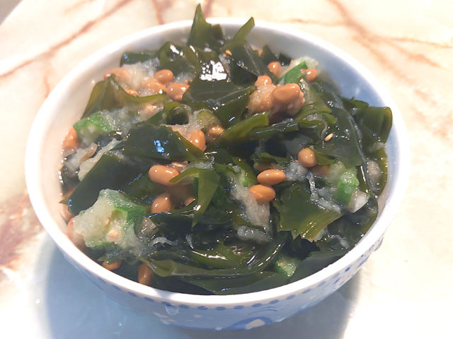 オクラ納豆おろしワカメのネバネバ＆さっぱり和え♪