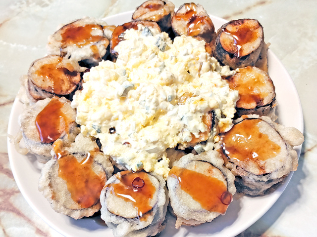 ナスのひき肉挟み天！＆タルタル南蛮♪